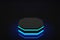 3D Rendering Biggest Neon Octagon Light Blue Display Background Mock up