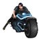 3D Rendering Biker on Motorcycle