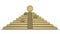 3d rendering of a bitcoin gold coin at the top of a golden financial pyramid, a ziggurat, a temple of a financial cryptocurrency