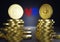 3D rendering bitcoin vesus ethereum coin money fight concept