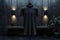 3D rendering of black mens longline curved hem tshirt mockup. Concept Clothing Design, 3D