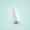 3D rendering blank white cosmetic plastic bottle with push pull cap isolated on grey background. fit for your mockup design