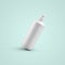 3D rendering blank white cosmetic plastic bottle with push pull cap isolated on grey background. fit for your mockup design