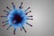 3D rendering, blue coronavirus cells covid-19 influenza flowing on grey gradient background as dangerous flu strain cases as a