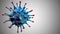 3D rendering, blue coronavirus cells covid-19 influenza flowing on grey gradient background as dangerous flu strain cases as a