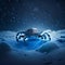 3D rendering of a blue crab in the snow under the rain AI generated