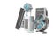 3d rendering of blue fans air conditioners and portable air conditioners for air cooling white background no shadow