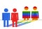 3d rendering. Blue male and red female symbol which have LGBT rainbow color as shadow. free to choose gender concept.