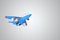 3D rendering blue miniature flying plane toy