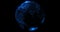 3d rendering of blue particles sparkle glitter with shape of detailed virtual planet earth world globe on black background