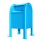 3D Rendering Blue Postbox on White