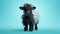 3d Rendering Of A Bold Black And White Goat On Cyan Background