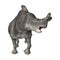 3D Rendering Brontotherium on White