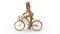 3D rendering - bronze textured casual girl on a bicycle