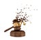 3d rendering of brown gavel starting to dissolve into pieces isolated on white background.