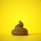3d rendering of brown poop, cartoon piece of shit icon, clip art isolated on yellow background.