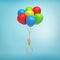 3d rendering of a bundle of helium balloons tied to a hangman`s knot on a light-blue background.