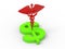 3D rendering - Caduceus over green dollar sign