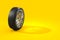 3d rendering Car tires isolated on yellow background.