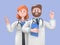 3d rendering. Cartoon character doctors woman and man, international team of healthcare professionals