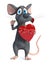 3D rendering of a cartoon mouse being romantic