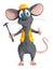 3D rendering of a cartoon mouse construction worker