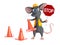 3D rendering of a cartoon mouse construction worker