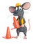 3D rendering of a cartoon mouse construction worker