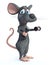 3D rendering of a cartoon mouse doing a workout with dumbbells