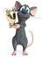 3D rendering of a cartoon mouse holding trophy award