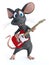 3D rendering of a cartoon mouse playing electric guitar
