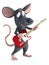 3D rendering of a cartoon mouse playing electric guitar