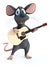 3D rendering of a cartoon mouse playing guitar