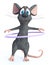 3D rendering of a cartoon mouse playing with a hula hoop