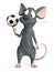3D rendering of a cartoon mouse posing with soccer ball