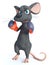 3D rendering of a cartoon mouse wearing boxing gloves