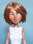 3D rendering of a cartoon woman doing a silly face