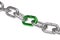 3d rendering chain chrome green steel teamwork connection