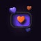 3D rendering of a chat bubble icon. heart icon. 3D speech bubble icon with heart on black background.