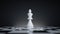 3d rendering, chess game white king stands alone on the chessboard. Aftermath metaphor, powerful leader concept