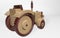 3D rendering children`s wooden toy wheeled tractor