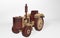 3D rendering children`s wooden toy wheeled tractor