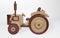 3D rendering children`s wooden toy wheeled tractor