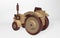 3D rendering children`s wooden toy wheeled tractor