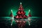 3d rendering of christmas trees on a reflective surface
