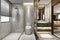 3d rendering classic modern bathroom with luxury tile decor near living room
