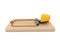 3D Rendering of classic mousetrap with a piece of cheese as lure