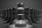 3D rendering close up front view of pawn chess with down light on leader in front of them in dark background wallpaper