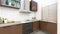 3d rendering close up perspective of brown kitchen interior