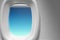 3d rendering close-up shot of white open airplane window with co